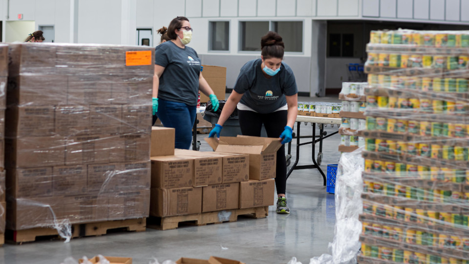 Staff Helping with Food Drive