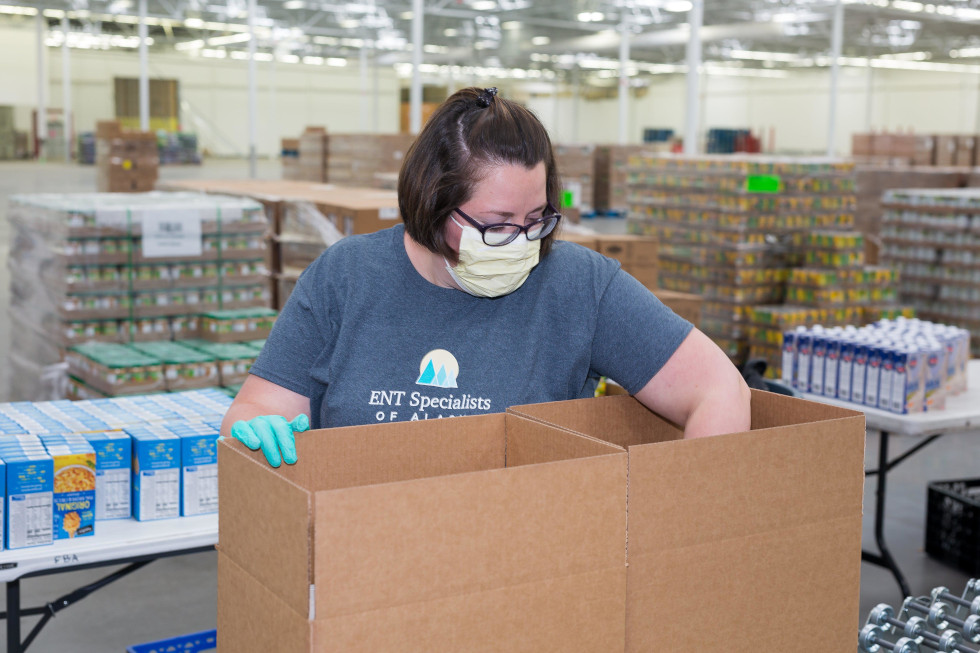 Staff Helping with Food Drive