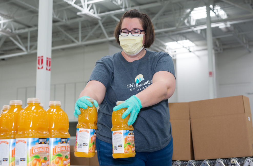 Staff Helping with Food Drive