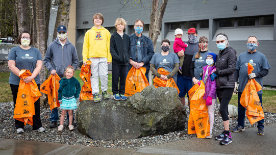 Staff Helping with Curbside Cleanup