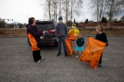 Staff Helping with Curbside Cleanup