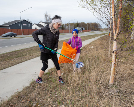 Staff Helping with Curbside Cleanup