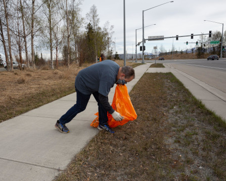 Staff Helping with Curbside Cleanup