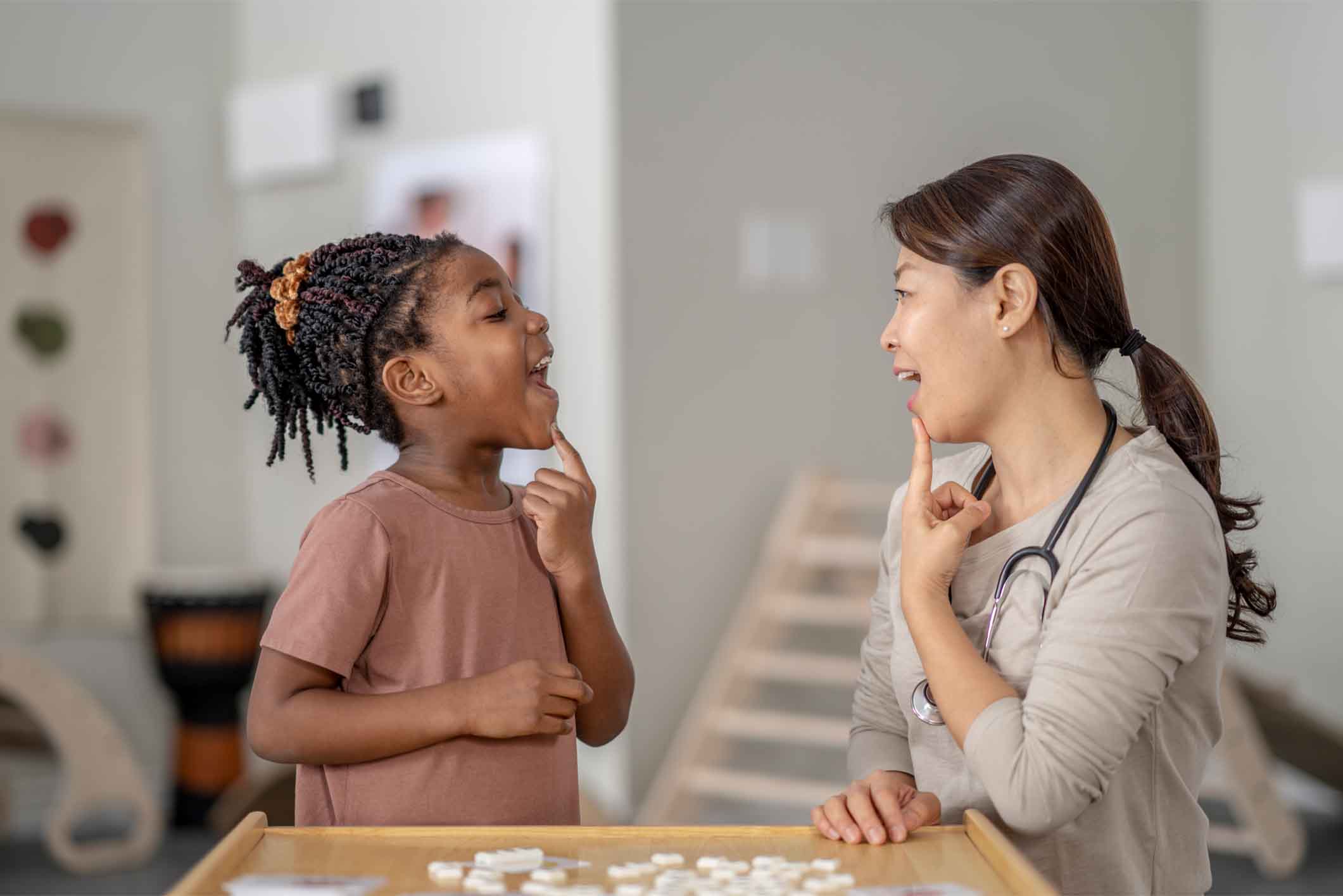 Speech-Language Pathology session in progress.